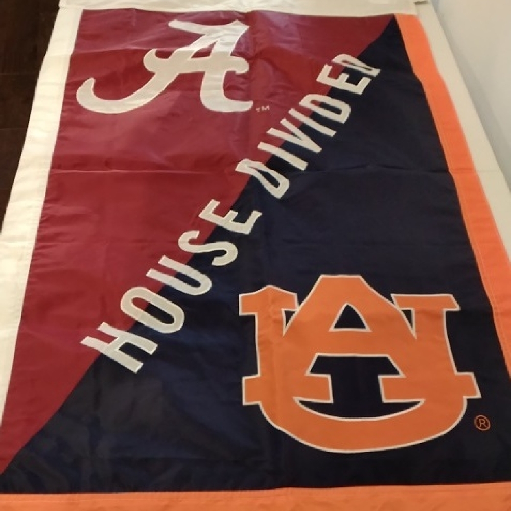 House Divided Flag with Red and Orange Logos